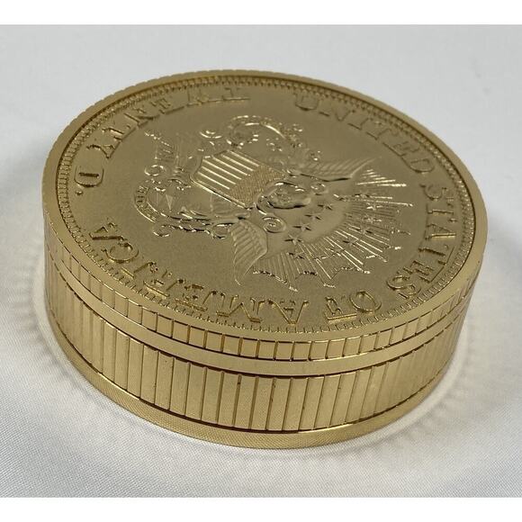 Seiko Quartz Twenty Dollar Gold Coin Alarm Desk Travel Clock Presidential Seal - Picture 4 of 13